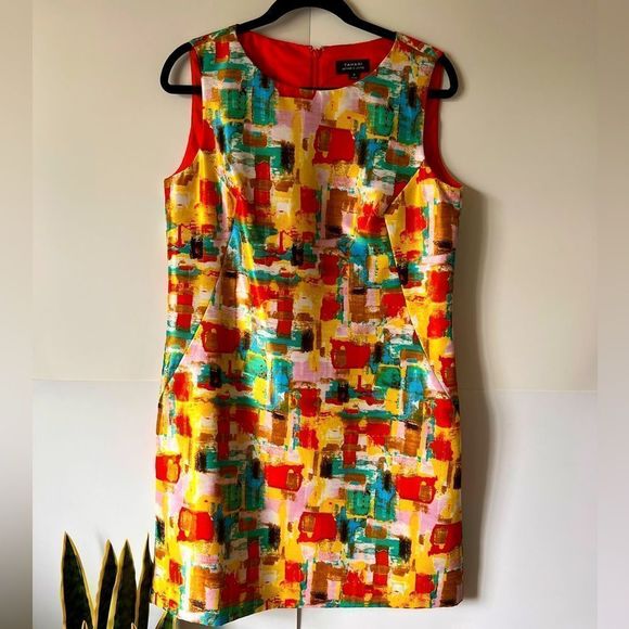 Tahari Arthur S. Levine Bright Multi Color Sleeveless Mini Dress Size 8 - Picture 1 of 7